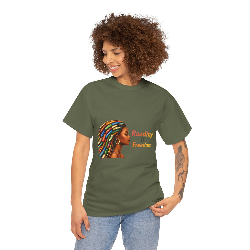 Reading Is Freedom T-Shirt — Colorful Book Dreadlocks Graphic Tee