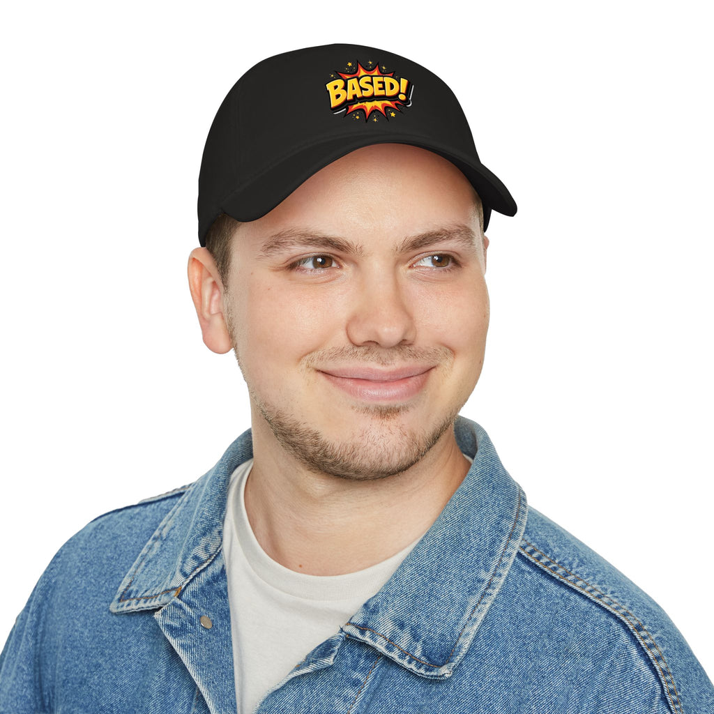 Based! Low Profile Baseball Cap — Comic Pop Art Embroidered Dad Hat