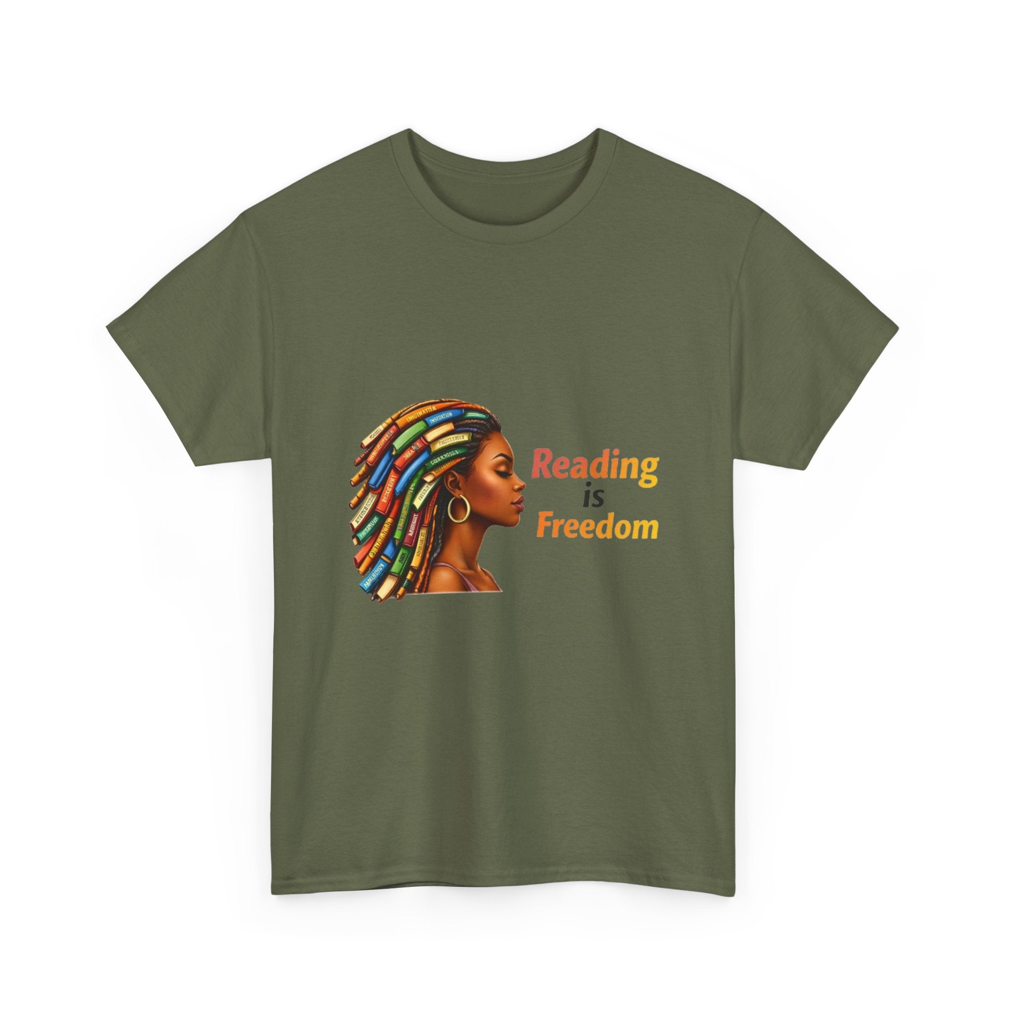 Reading Is Freedom T-Shirt — Colorful Book Dreadlocks Graphic Tee
