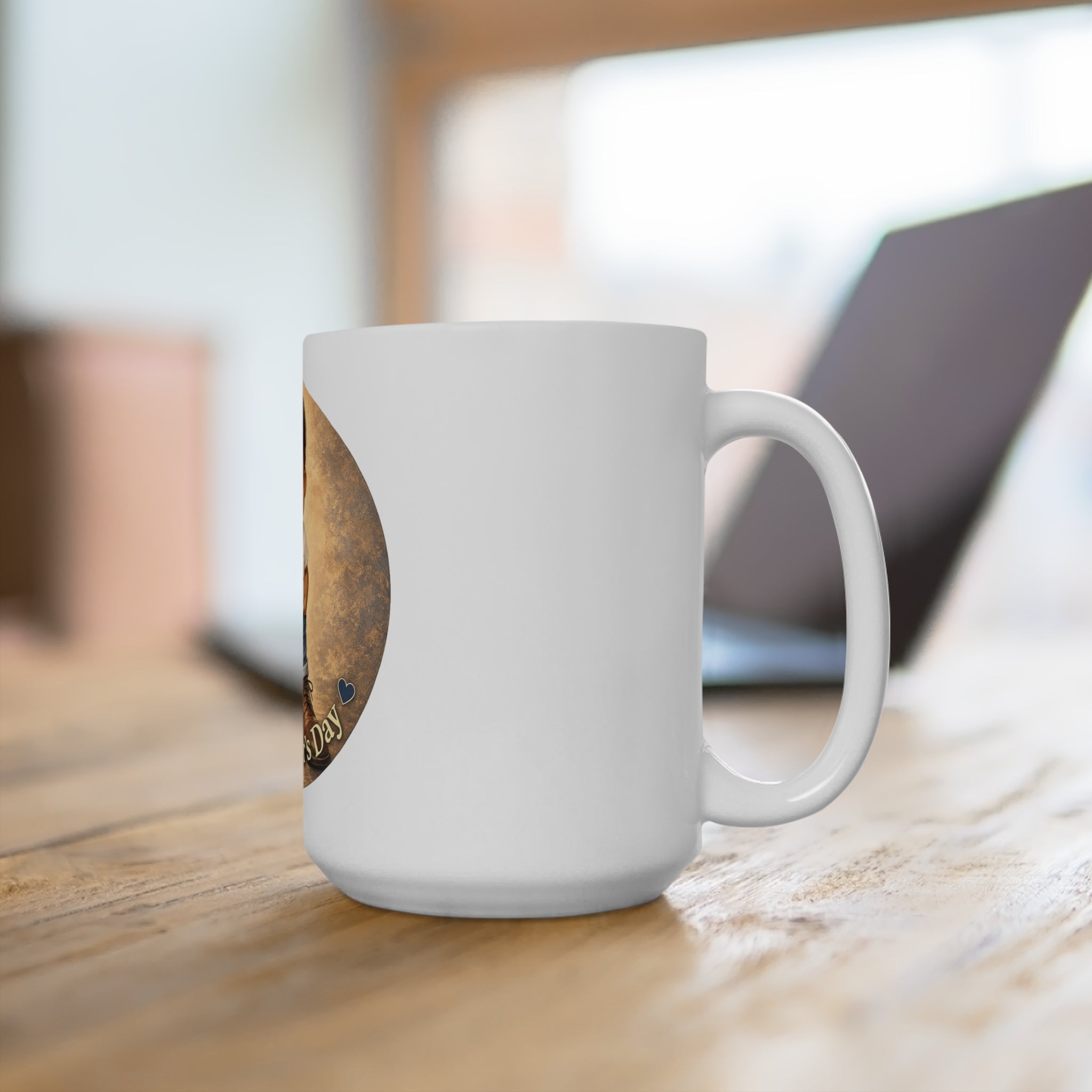 Father's Day Mug – Cute Little Boy Illustration, "Happy Father's Day" 15oz Ceramic Gift