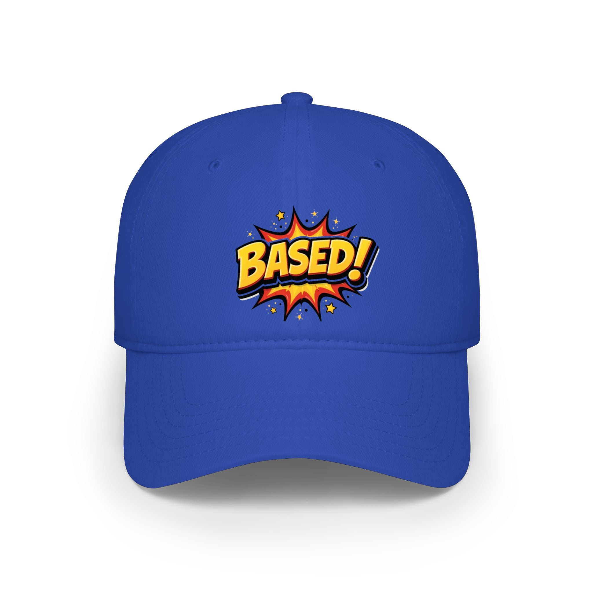 Based! Low Profile Baseball Cap — Comic Pop Art Embroidered Dad Hat
