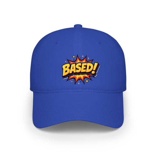 Based! Low Profile Baseball Cap — Comic Pop Art Embroidered Dad Hat