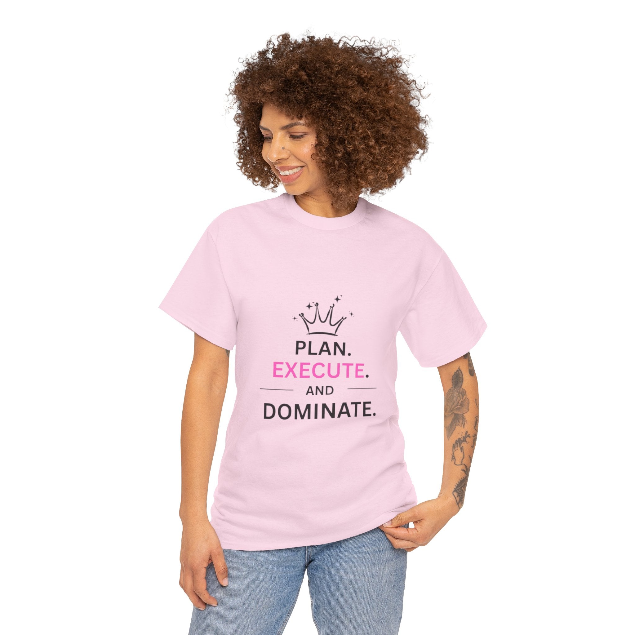 Motivational T-Shirt — "Plan. Execute. and Dominate." Crown Graphic Tee