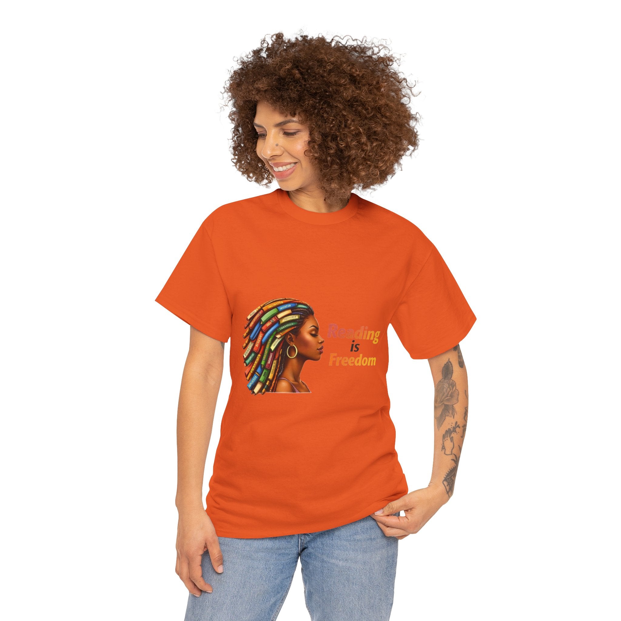 Reading Is Freedom T-Shirt — Colorful Book Dreadlocks Graphic Tee