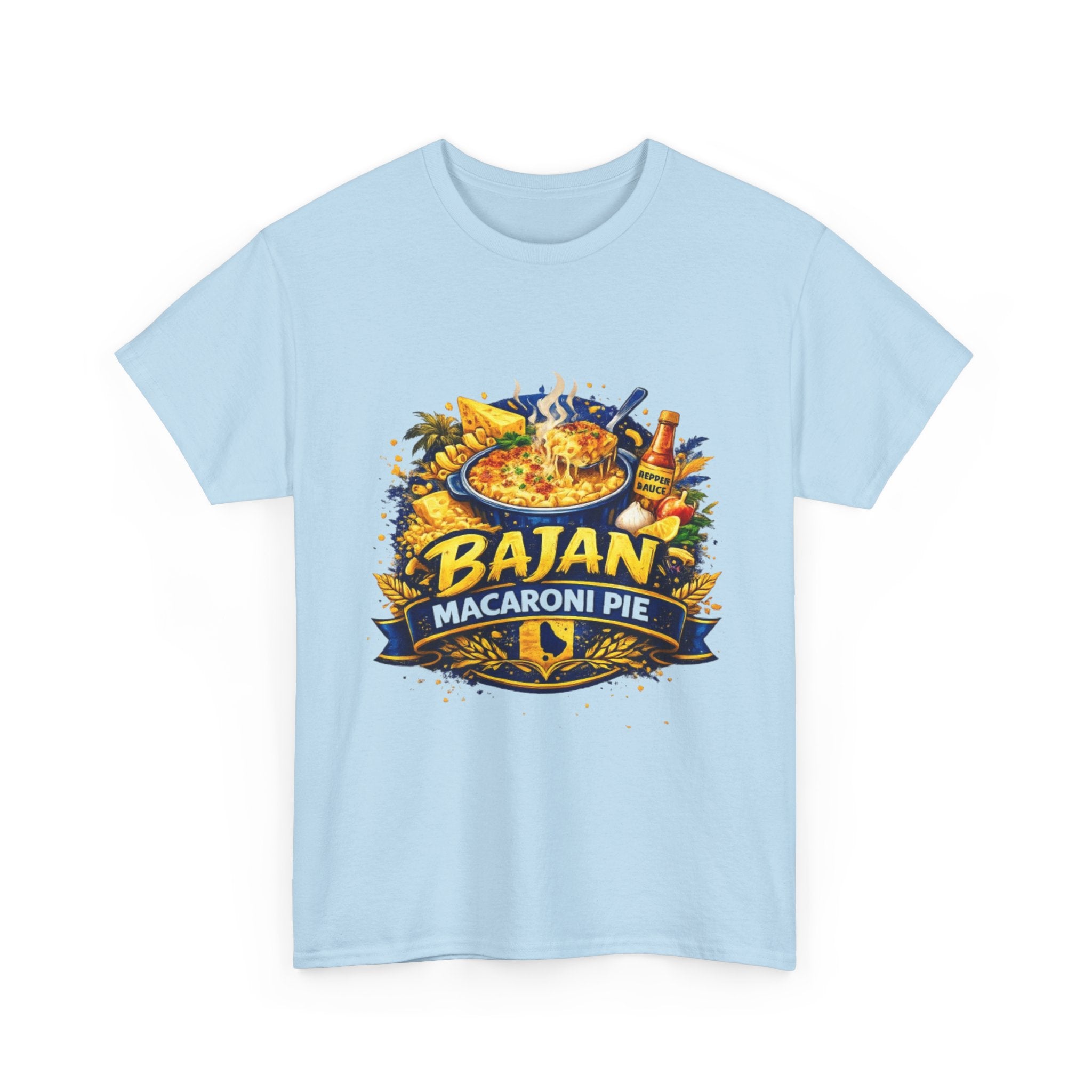 T-Shirt — Bajan Macaroni Pie Graphic Tee — Caribbean Food Lover Shirt