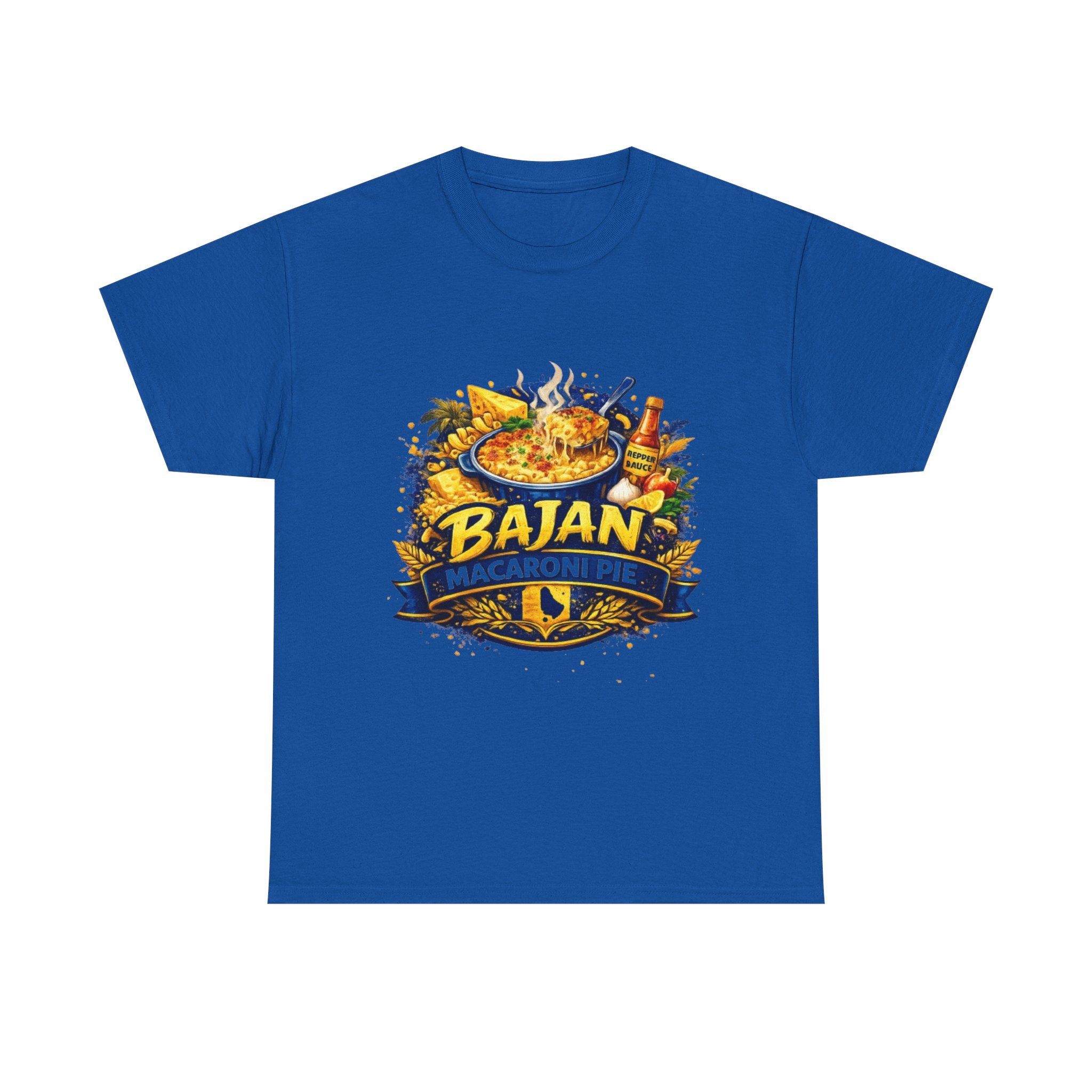 T-Shirt — Bajan Macaroni Pie Graphic Tee — Caribbean Food Lover Shirt