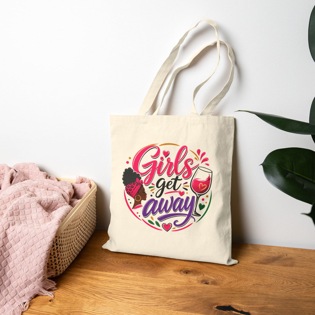 Girls Getaway Cotton Tote Bag – Bachelorette, Wine Night & Spa Weekend Gift