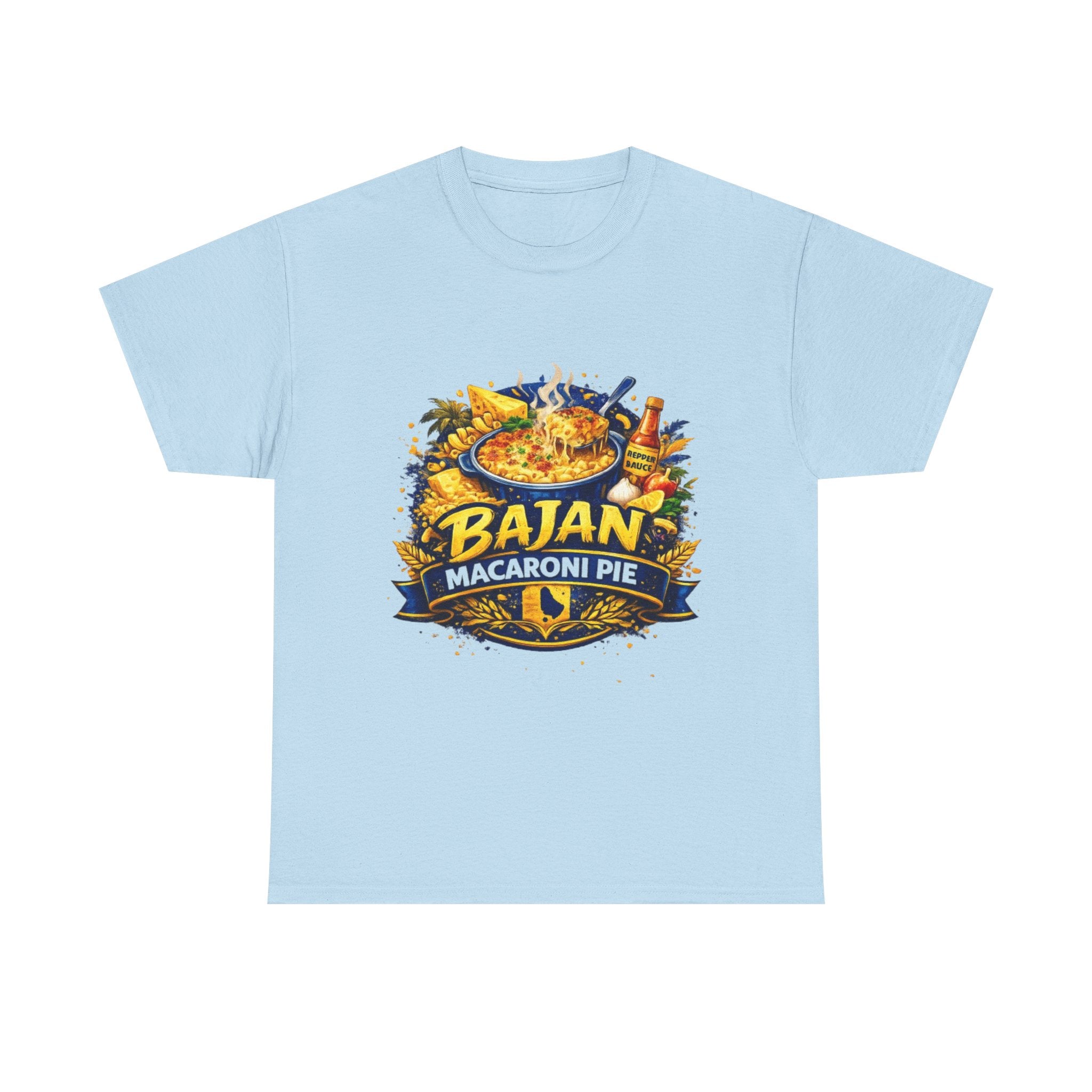 T-Shirt — Bajan Macaroni Pie Graphic Tee — Caribbean Food Lover Shirt