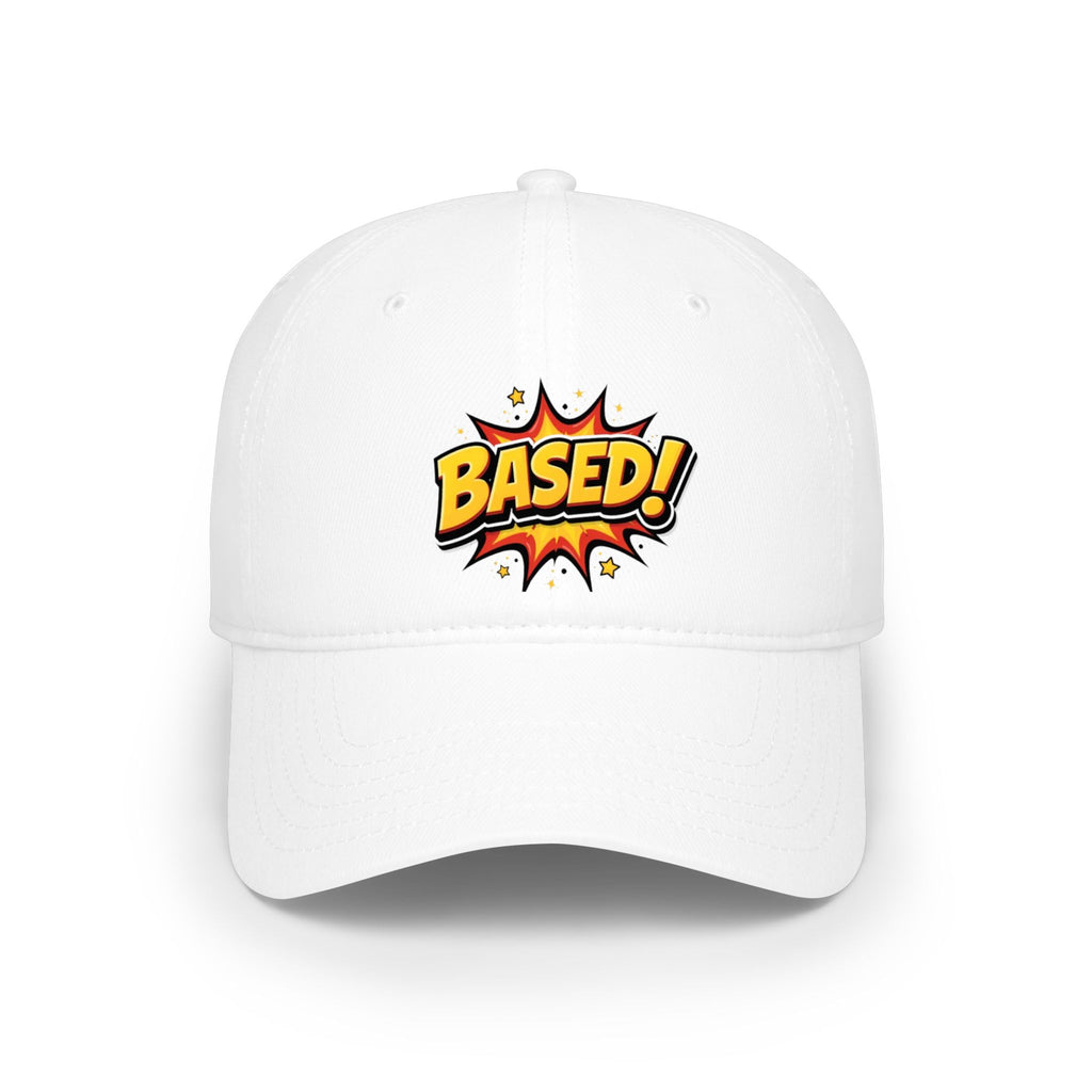 Based! Low Profile Baseball Cap — Comic Pop Art Embroidered Dad Hat