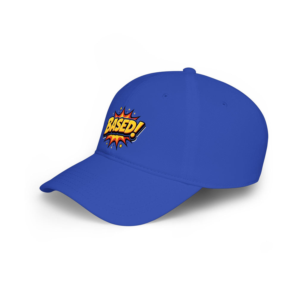 Based! Low Profile Baseball Cap — Comic Pop Art Embroidered Dad Hat