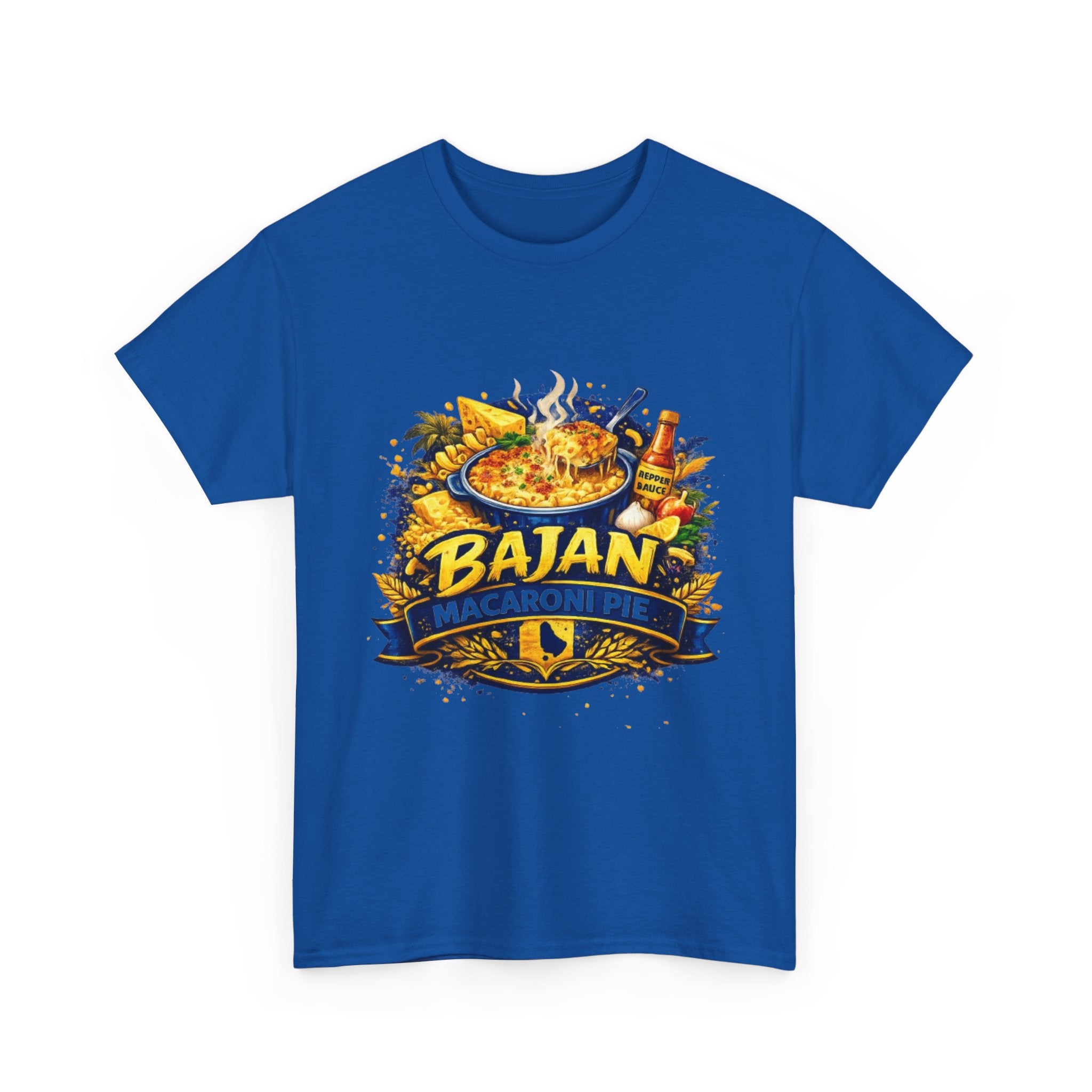 T-Shirt — Bajan Macaroni Pie Graphic Tee — Caribbean Food Lover Shirt