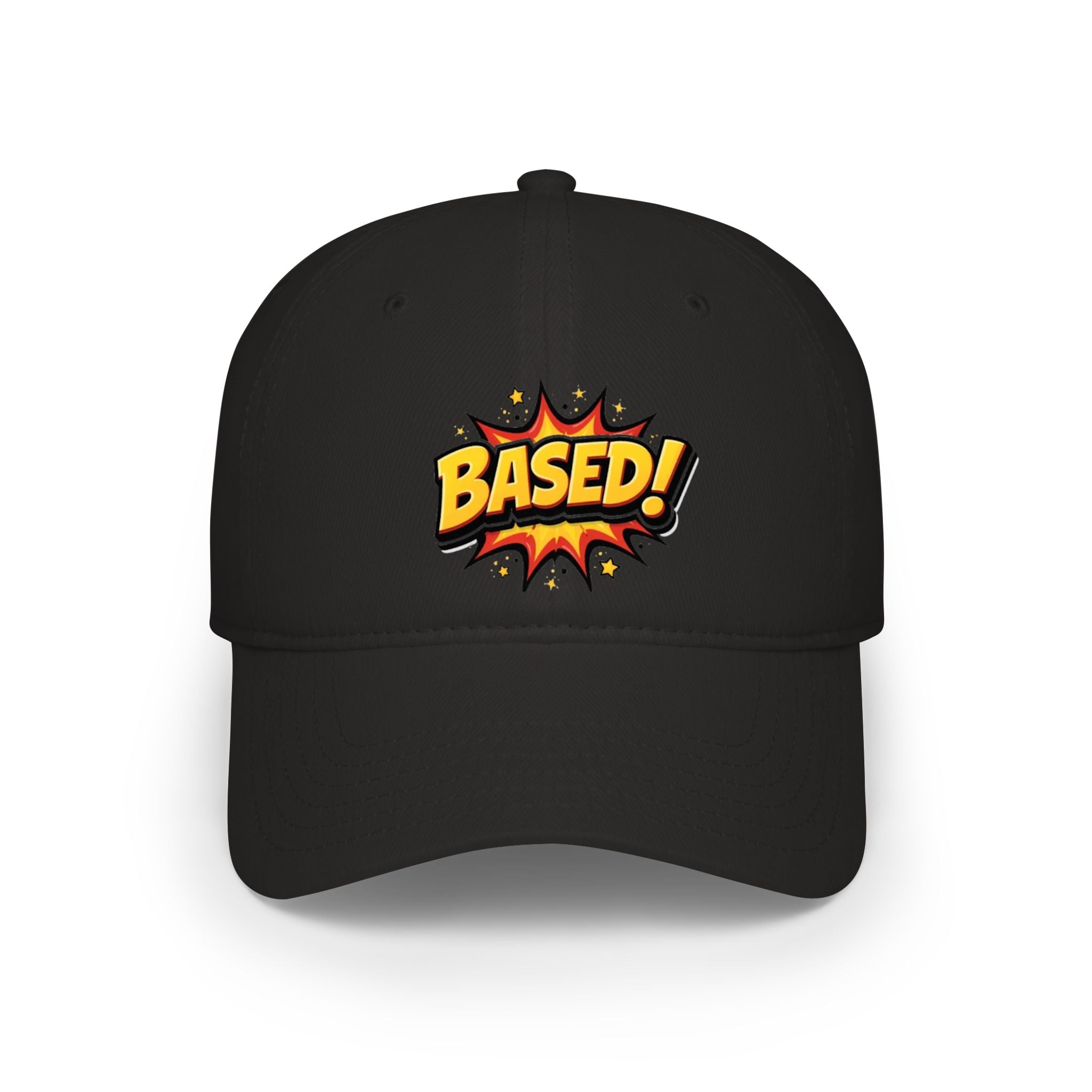 Based! Low Profile Baseball Cap — Comic Pop Art Embroidered Dad Hat
