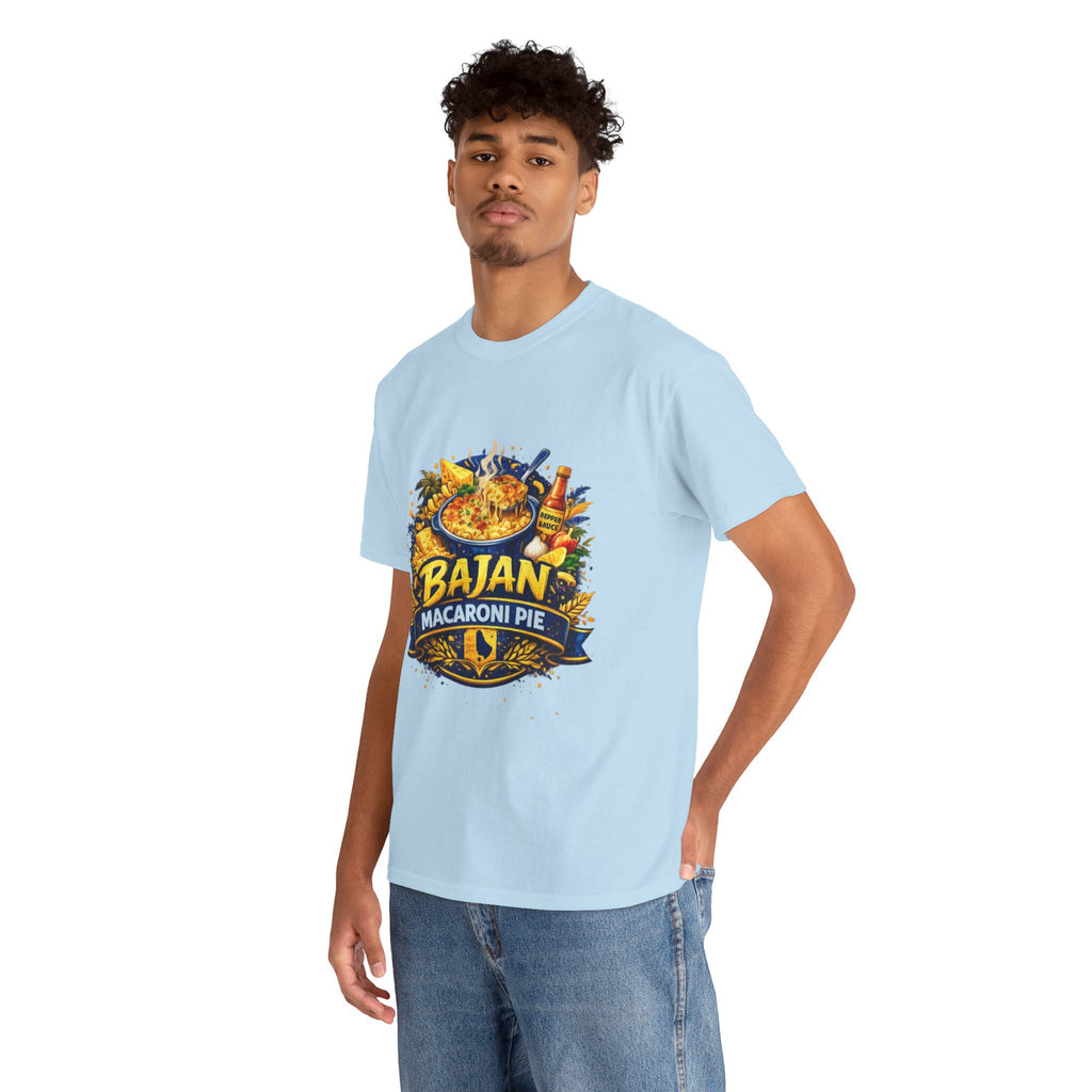 T-Shirt — Bajan Macaroni Pie Graphic Tee — Caribbean Food Lover Shirt
