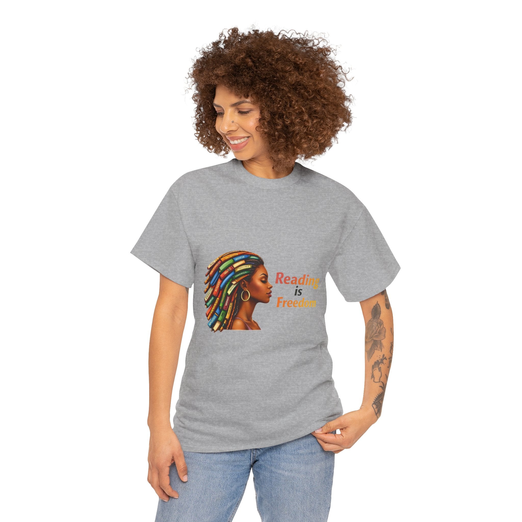 Reading Is Freedom T-Shirt — Colorful Book Dreadlocks Graphic Tee