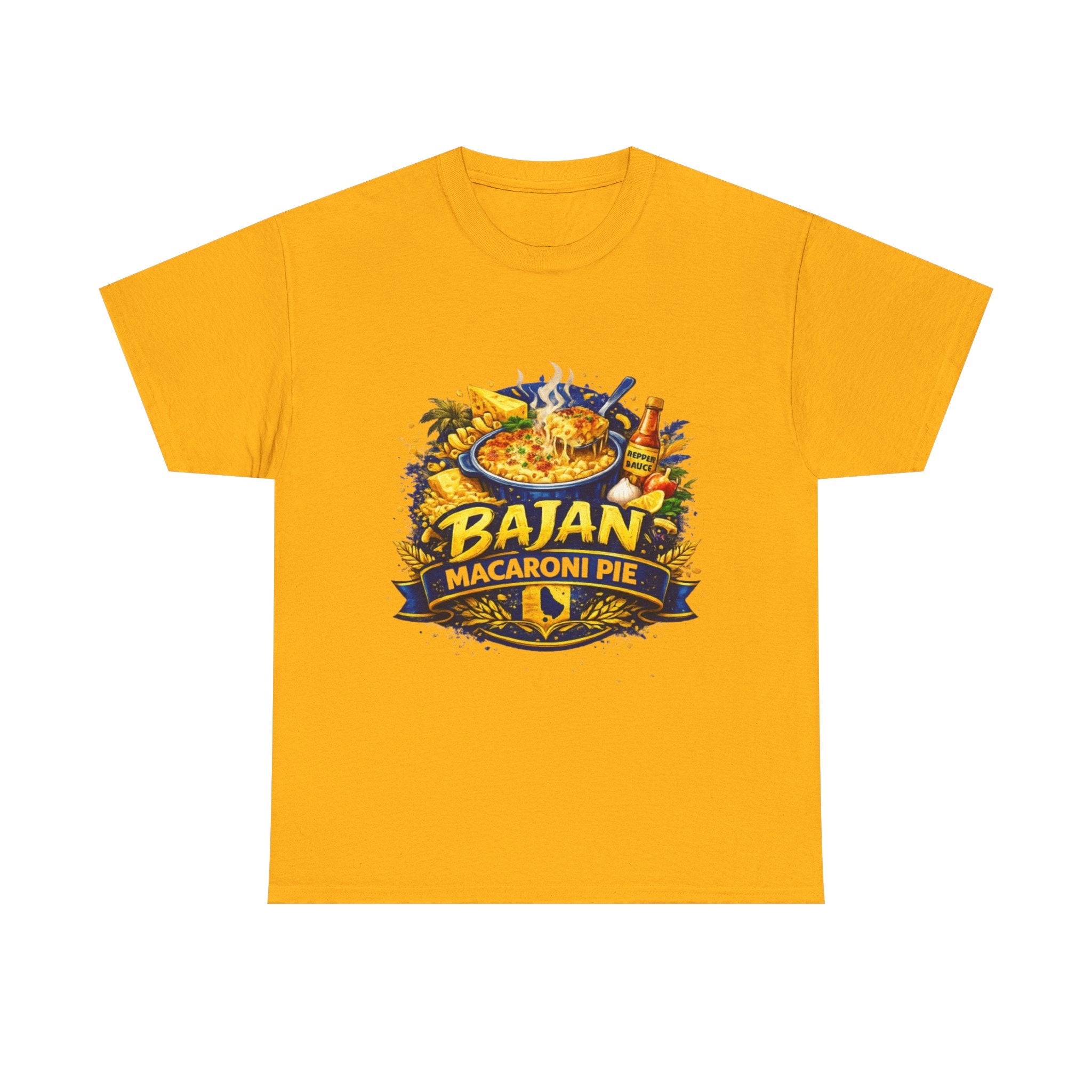 T-Shirt — Bajan Macaroni Pie Graphic Tee — Caribbean Food Lover Shirt