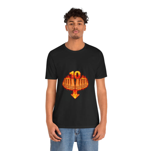 10 Down Arrow Phoenix Tee — Retro Flaming Number Graphic T-Shirt