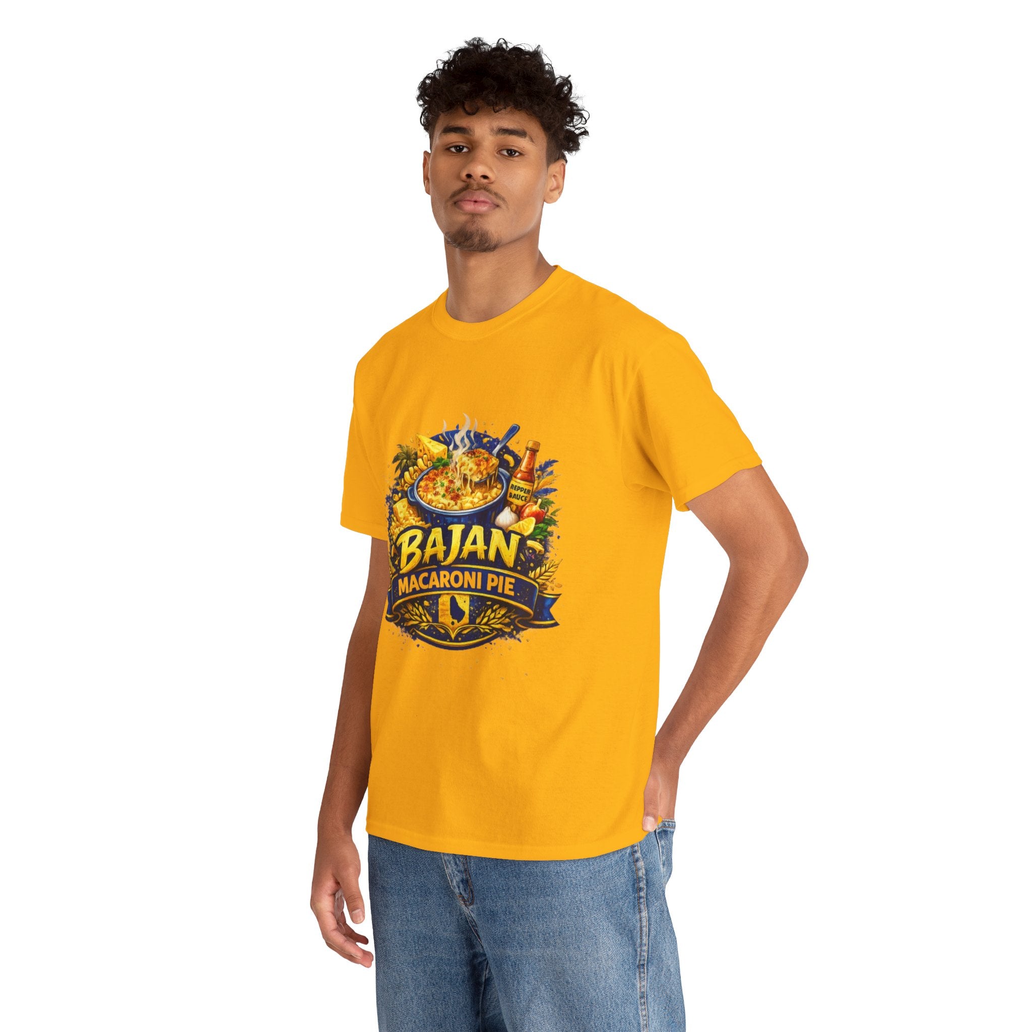 T-Shirt — Bajan Macaroni Pie Graphic Tee — Caribbean Food Lover Shirt