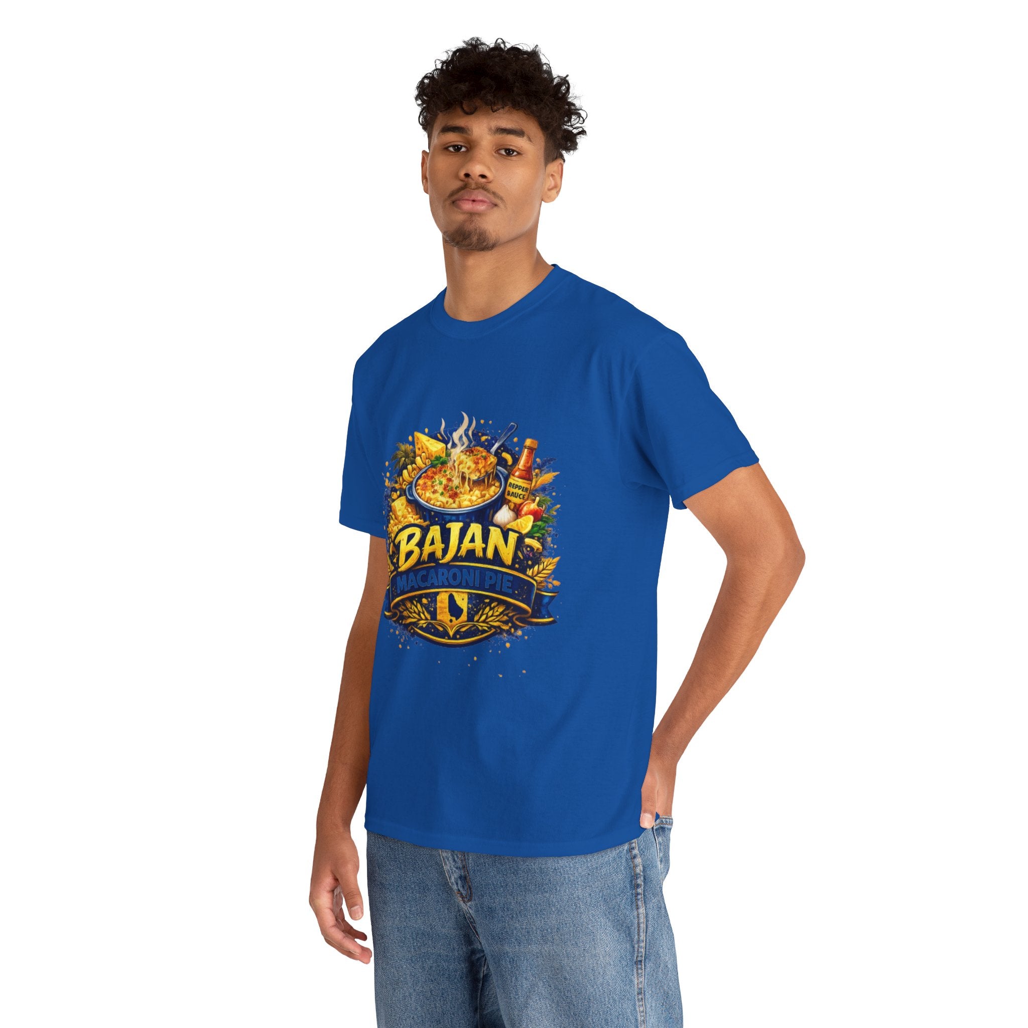 T-Shirt — Bajan Macaroni Pie Graphic Tee — Caribbean Food Lover Shirt